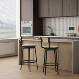 Creamy White Bar Stools Swivel Counter Chairs with Metal Frame Set of 2 Hand Woven Paper Rope Dining W1757P144565