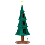 ZUN 65in Large Tall Christmas Tree Cat Tower with 3 Cat Houses, Soft Fleece Cat Tree with Teaser Toy & 27065148