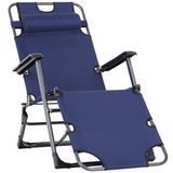 ZUN Tanning Chair, 2-in-1 Beach Lounge Chair & Camping Chair w/ Pillow & Pocket, Adjustable Chaise for W2225142469