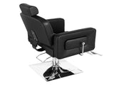 PVC Leather Cover Galvanized Square Plate With Footrest Reclining Barber Chair 300lbs Black HZ8897B 70318584