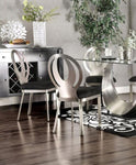 ZUN Contemporary Style Silver Metal Frame 2pc Dining Chairs Black Microfiber Seat Cushion Dining Room B011P232974