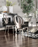 ZUN Contemporary Style Silver Metal Frame 2pc Dining Chairs Black Microfiber Seat Cushion Dining Room B011P232974