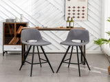 Porth Fabric Kitchen 28.25" Counter Height Stools, Set of 2, Gray T2574P165088