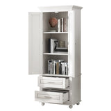 ZUN Tall Storage Cabinet with Two Drawers for Bathroom/Office, White WF299284AAK