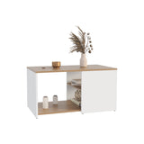 Adele 31" Wide Coffee Table with Three Shelves White - Natural Oak B070P254787