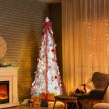 7 FT Fully Decorated Pre-lit Christmas Tree, Pop Up Artificial Xmas Tree with 170 Warm Lights and 98384148
