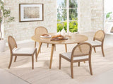 Panama 18.5" Curved Cane Rattan Side Dining Chair, Set of 2, Ivory White Boucle B2719P238359