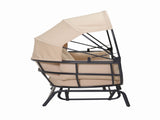 2-Person Outdoor Swing Chair with Adjustable Canopy, Modern Egg Shaped Rocking Lounge Chair with W3990P430773