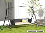 2 In 1 Upgraded Metal Outdoor Porch Swing Stand, Heavy Duty Hanging Swing Frame, Black 07540097