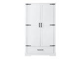 Tall Bathroom Storage Cabinet, Cabinet with Two Doors and One Drawer, Adjustable Shelf, MDF Board, 54458299