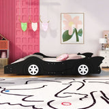 Full Size Race Car-Shaped Platform Bed with Wheels,Black WF298788AAB