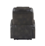 ZUN ACME Evander Recliner w/Power Lift, Gunmetal Leather Aire LV02182