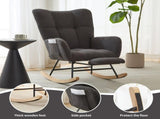 Teddy Fabric Wingback Glider Rocker & Ottoman Set, Nursery Nursing Rocking Chair with Side Storage 75497389