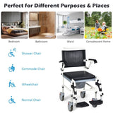 4-in-1 Multifunctional Commode Chair/ Shower/Wheelchair/Normal Chair, 4-Level Height Adjust 42944991