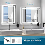 ZUN LED Bathroom Mirror 32" x 24" Front and Backlight, 5 Mins Defog, 5MM Full HD Reflected Wall Mounted 49547999