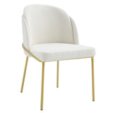 set of 2 dinning chair white seat brown leg W370P193934