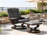 Faux Leather Reclining Chair, Manual Recliner Chair with Tufted Back & Wood Frame, Living Room 97781054