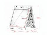 White 22" x 28" Weatherproof A-Frame Sandwich Board Sign with Weighted Tank for Outdoor Sidewalk Use 92440687