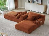 Compressible double chaise lounge with cupholders - No Assembly Required, Fluffy Modern Sleeper W2339P346394