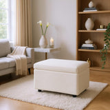 Beige Corduroy Upholstered Storage Ottoman Black Round Rubber Feet 634343cm, Hidden Storage 19934584