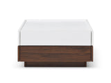 Rotating Coffee with 2 Drawers, High wood 2-Tier Center with Storage, Square Coffee W1117P235473