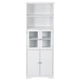 ZUN White Tall Storage Cabinet with Shelves and Doors for Bathroom, Kitchen and Living Room, MDF Board WF295070AAK