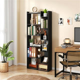 Black 6-Tier Bookshelf Wooden Bookcase 52882439
