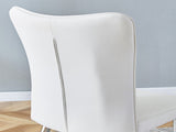 Modern minimalist dining chairs, office chairs. 2-piece set of white PU seats with silver metal W1151P268761