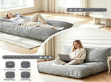 Gray Convertible Corduroy Bean Bag Floor Sofa for Adults, 76.5x55 Inch Sponge Filling Foldable Floor 55415567