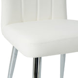 ZUN Modern white PU dining chair, cloth upholstered chair, electroplated metal chair legs, suitable for W210P224292