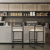 Set of 2 Barstools Faux Leather Upholstered Bar Stools Modern Metal Frame Dining Chairs for Counter, W1757P163456