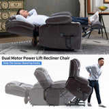 Dual Motor Infinite Position Up to 350 LBS Leatherair Power Lift Recliner Chair, Heavy Duty Motion W3224P290206