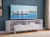 Modern 60" TV Stand with Two Shelves and Two Drawers - White B107131409