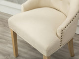 Tan Button Tufted Solid Wood Wingback Hostess Chairs with Nail Heads Set of 2 T2574P164608