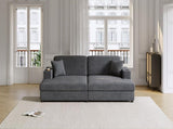 86.5" Oversized Loveseat Chaise Lounge Sectional Sofa Bed Corduroy Sleeper Sofa with USB Ports , N719P232602R