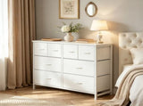 8 Drawers Fabric Cabinet Metal Frame Wide Wood Top Storage Tower TV Stand Clothes Organizer for 97388704