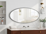 Iron Art Oval Retro Mirror, Antique Effect, Wall Hanging, Suitable For Bathroom, Bedroom, Living W757P251823