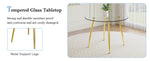 ZUN Round dining table with glass top, gilded metal legs, exquisite living, starting from details, W1151P205872