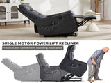 Deep Grey PU Single Motor Power Lift Recliner Chair with Massage and Heat for Elderly, Heavy Duty W1803P536617