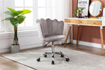 ZUN COOLMORE Velvet Home Office Chair with silver Base, Modern Cute Shell Back Upholstered Desk Chair W39523200