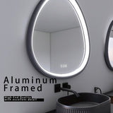 ZUN 32 x 32 in. Gunmetal Grey Framed Dimmable Anti-Fog LED Bathroom Vanity Mirror W716P233470