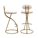 Round Bar Stool Armless Velvet Barstools with Back Set of 2 Upholstered Counter Chair for Dining W1757P167860