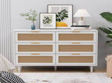 43.31"6-Drawers Rattan Storage Cabinet Rattan Drawer,for Bedroom,Living Room,White W757P234587