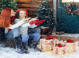3-Piece Flocked Christmas Gift Boxes - 60 Warm-White LEDs, Timer Function, WhiteRed Festive Decor 84994515
