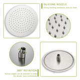10" Round Rain Shower Head Systems with Waterfall Tub Spout, Brushed Nickel,Wall Mounted shower W1243102465