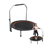 ZUN 48" Foldable Mini Trampoline Max Load 330lbs/440lbs, Fitness Rebounder with Adjustable Foam Handle, 13163777