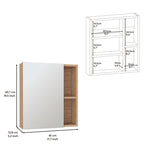 ZUN Labelle Medicine Cabinet With Mirror, Five Internal Shelves, Single Door -Pine B20091925