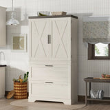 Modern Farmhouse Style Wooden Cabinet with Sturdy Frame with Inside Door Storage Divider with W1580P257493
