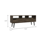 ZUN New Haven 2-Drawer 3-Shelf TV Stand Dark Walnut B06280178