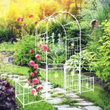 Metal Garden Arch with Gate 79.5'' Wide x 86.6'' High Climbing Plants Support Rose Arch Outdoor W1586P243826